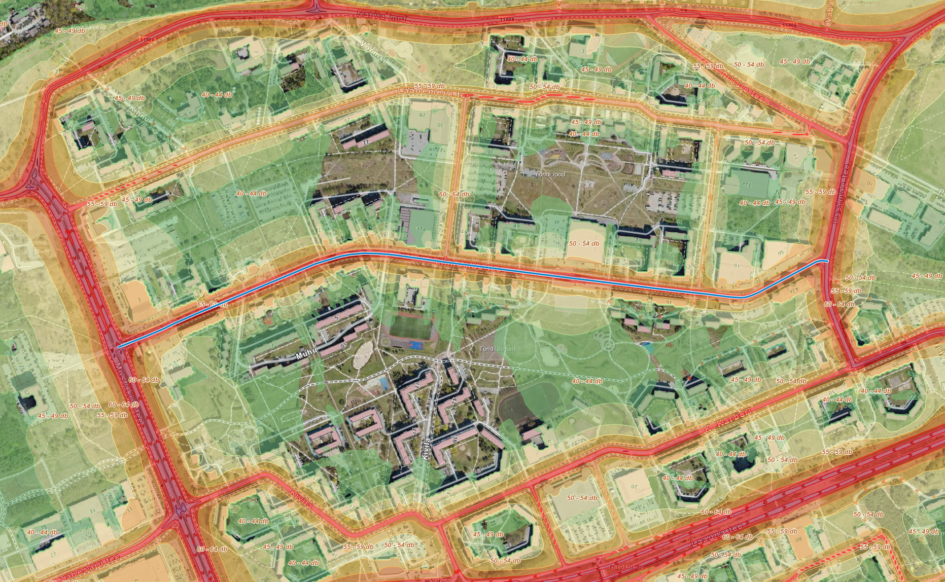 Linnamäe tee mürakaart 2022: põhjalik analüüs Lasnamäe ühe olulisema magistraali elukeskkonnast